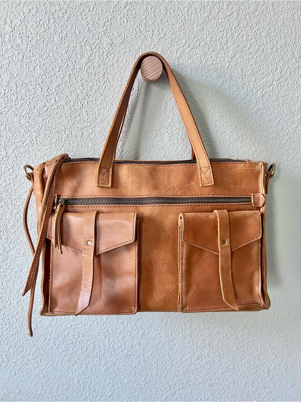 Raven + Lily Joanna’s Favorite Leather Satchel Bag Utility Pockets Buckle Straps